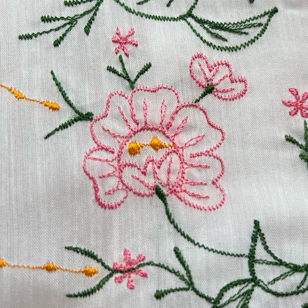 70s Embroidered Peasant Blouse White Pink Floral Cottagecore Boho - Picture 11 of 16